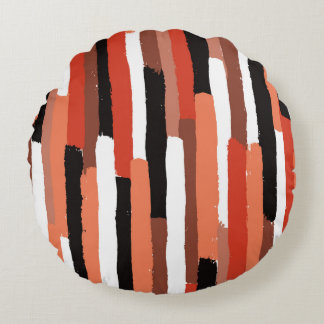 Vintage Painted Brush Strokes Pattern Round Cushion