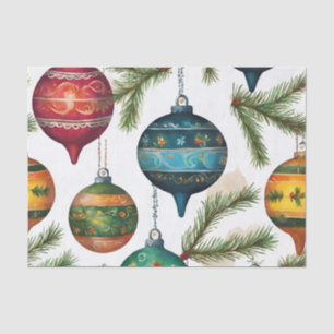 Vintage Painted Christmas Hanging Ornaments Tissue Paper