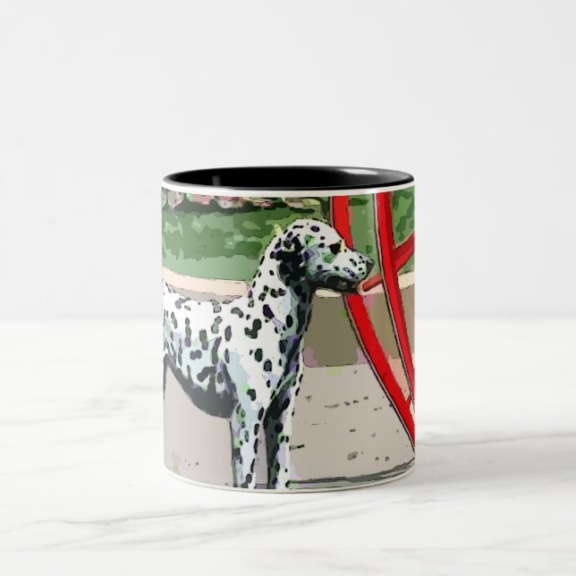 Vintage Painted Dalmatian Ceramic Mug (Center)