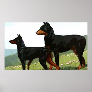 Vintage Painted Doberman Pincher Poster
