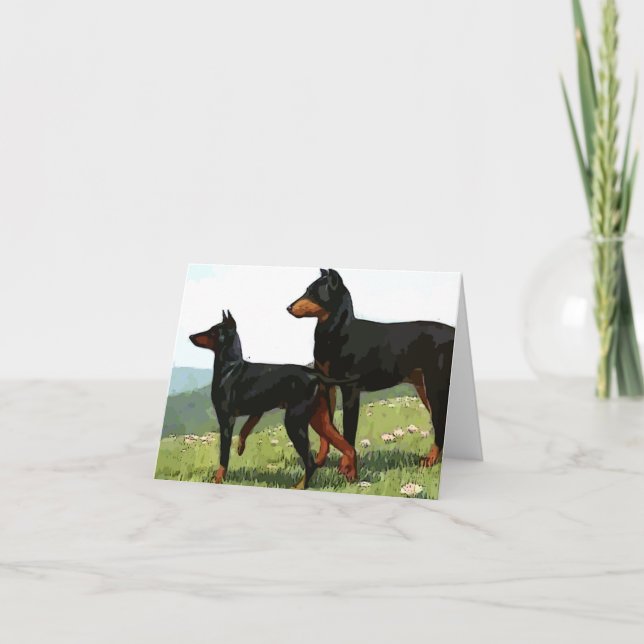 Vintage Painted doberman pinchers Note Card (Front)