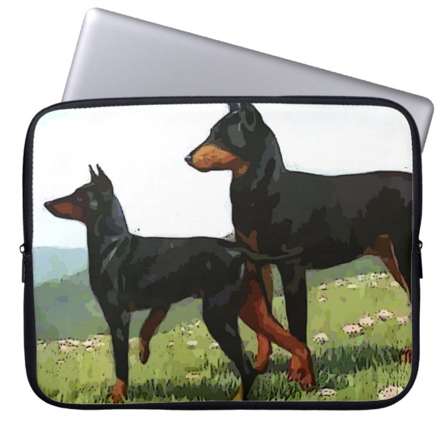 Vintage Painted Dobermans Laptop Computer Sleeve (Front)