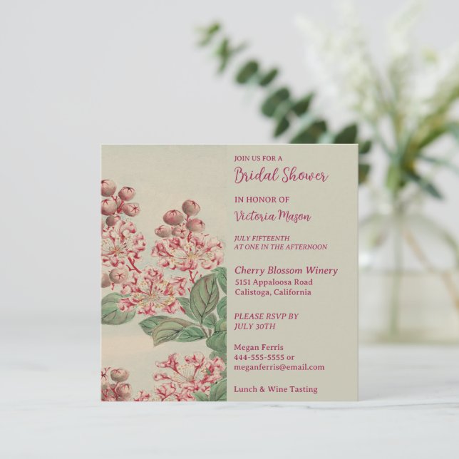 Vintage Painted Garden Bridal Shower Invitation (Standing Front)