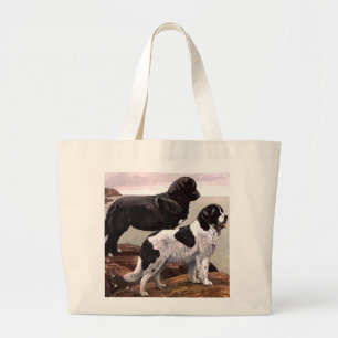 vintage painted newfoundlands tote bag