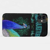 Vintage Painted Peacock Vintage Blue Typography Case-Mate iPhone Case (Back (Horizontal))