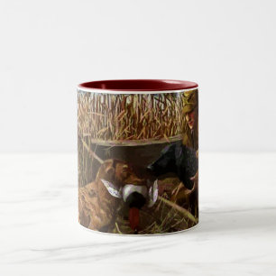 Vintage Painted Retrievers and Hunter Ceramic Mug