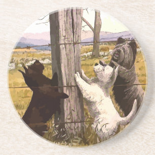 Vintage Painted Terriers Coaster