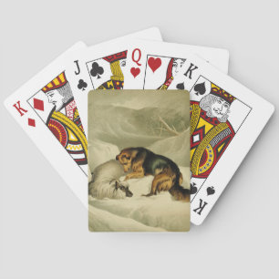 Vintage Painting: German Shepherd in the Snow Playing Cards