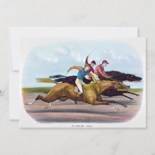 Vintage Painting Of A Horse Race Scene, Horses Holiday Card