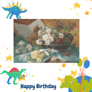 Vintage Painting Of Flowers Jar Decoupage Birthday Tissue Paper