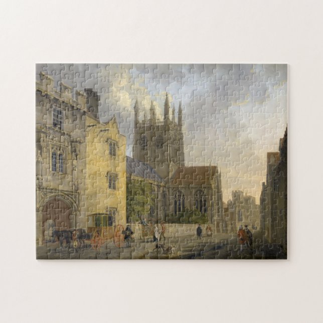 Vintage Painting of Merton College Oxford England Jigsaw Puzzle (Horizontal)