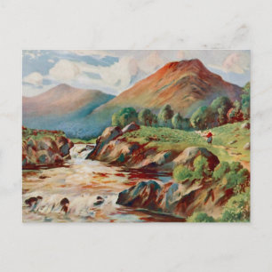 Vintage painting of the river Conan in Ross-shire Postcard