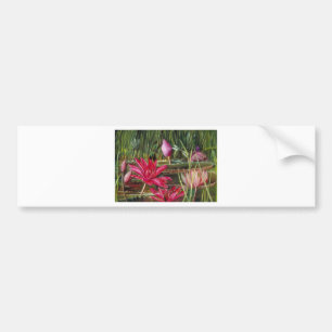Vintage Painting Pink Blossoms Flowers Bumper Sticker