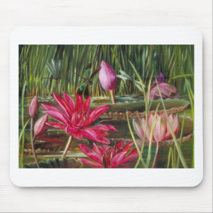 Vintage Painting Pink Blossoms Flowers Mouse Pad