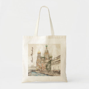 Vintage Painting Saint-Petersburg, Russia Tote Bag