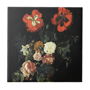 Vintage painting Still Life with Flowers Ceramic Tile