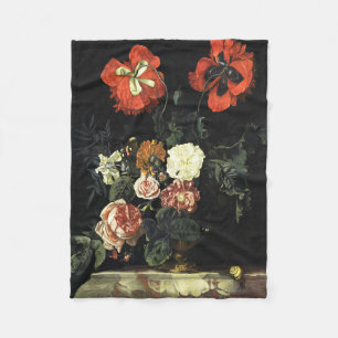Vintage painting Still Life with Flowers Fleece Blanket