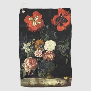 Vintage painting Still Life with Flowers  Golf Towel