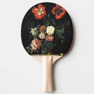 Vintage painting Still Life with Flowers Ping Pong Paddle