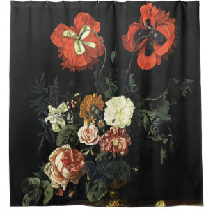 Vintage painting Still Life with Flowers Shower Curtain
