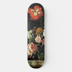 Vintage painting Still Life with Flowers Skateboard