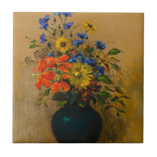 Vintage painting Wildflowers Ceramic Tile