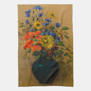 Vintage painting Wildflowers Tea Towel
