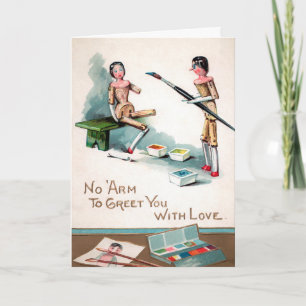 Vintage Painting Wooden Dolls Holiday Card