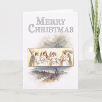 Vintage paintinig Angels playing music Christmas