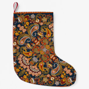 Vintage paisley bandana print,silk neck scarf or k small christmas stocking