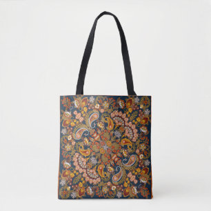 Vintage paisley bandana print,silk neck scarf or k tote bag