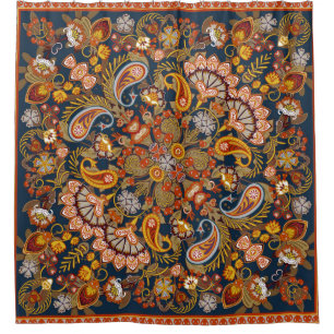 Vintage paisley bandanna print, silk neck scarf o shower curtain