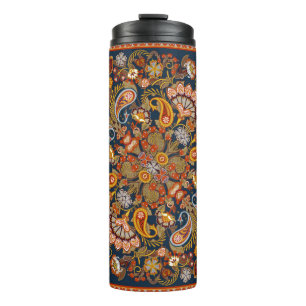 Vintage paisley bandanna print, silk neck scarf o thermal tumbler