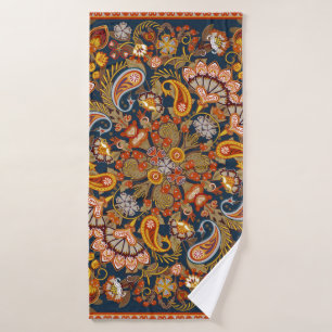Vintage paisley bandanna print,silk neck scarf or bath towel