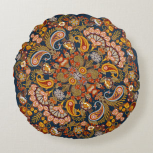 Vintage paisley bandanna print,silk neck scarf or round cushion