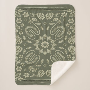 Vintage Paisley Bandanna Throw, Fleece & Sherpa  Blanket