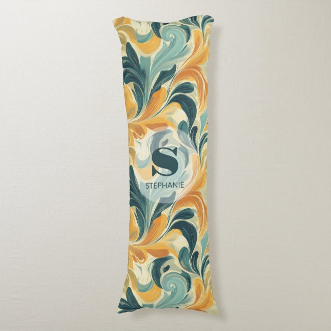 Vintage Paisley-Inspired Leaf Pattern (1) Body Cushion (Front Vertical)