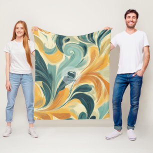 Vintage Paisley-Inspired Leaf Pattern (1) Fleece Blanket
