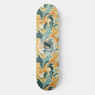 Vintage Paisley-Inspired Leaf Pattern (1) Skateboard