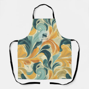 Vintage Paisley-Inspired Leaf Pattern Apron