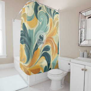 Vintage Paisley-Inspired Leaf Pattern Shower Curtain