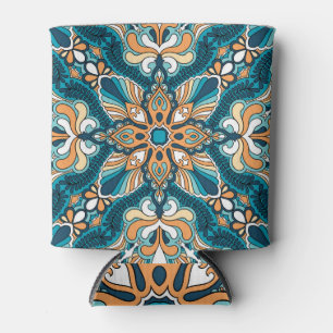 Vintage paisley kerchief: oriental print. can cooler