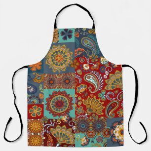 Vintage Paisley Mandala Colourful Patchwork Apron