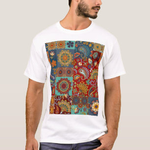 Vintage Paisley Mandala Colourful Patchwork T-Shirt