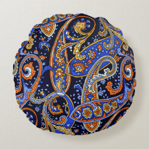 Vintage Paisley Pattern, Persian Floral Design Round Cushion