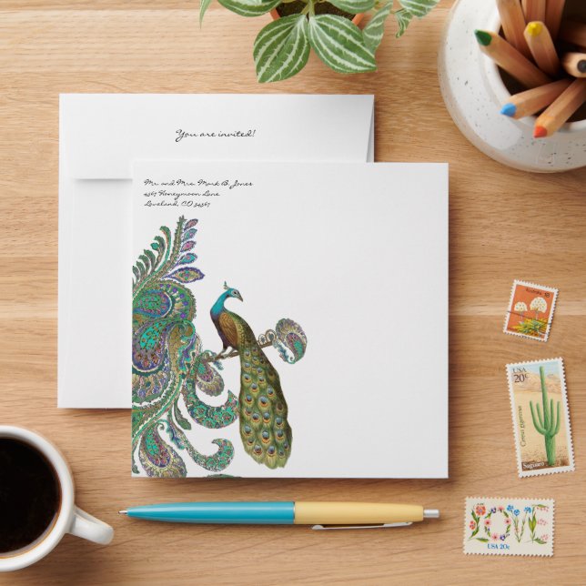 Vintage Paisley Peacock Colours Envelopes (Desk)