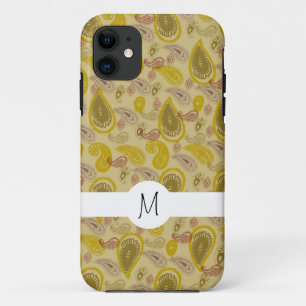 Vintage Paisley Print Gold Brown iPhone 11 Case