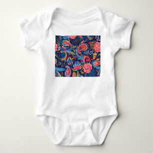 Vintage Paisley Seamless Pattern Design Baby Bodysuit