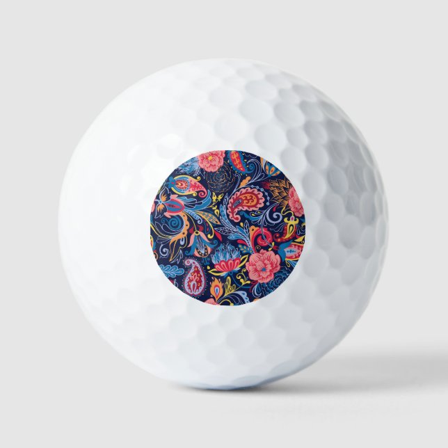 Vintage Paisley Seamless Pattern Design Golf Balls (Front)
