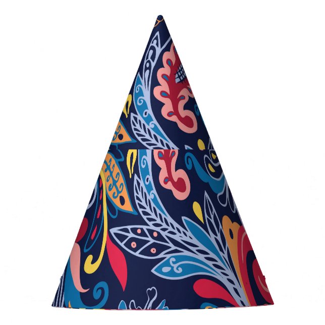 Vintage Paisley Seamless Pattern Design Party Hat (Front)